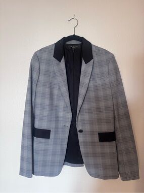 rag & bone Gray Glen Plaid Blazer with Black Trim